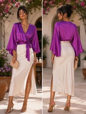 Ramy Brook Cassandra Wrap Blouse NWT Fuchsia Pink Size S